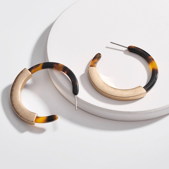 Wendy Nicole Designs Jewelry - Tortoise Acrylic Hoops with Gold Trim